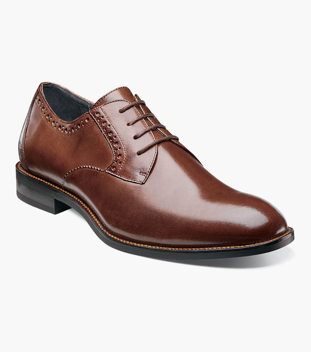 Men's Dress Shoes | Cognac Plain Toe Oxford | Stacy Adams Graham