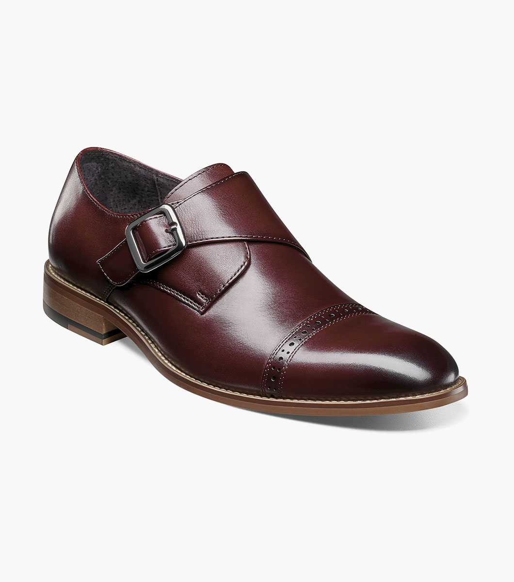 Stacy Adams Shoes Desmond Cap Toe Monk Strap Burgundy Size 11