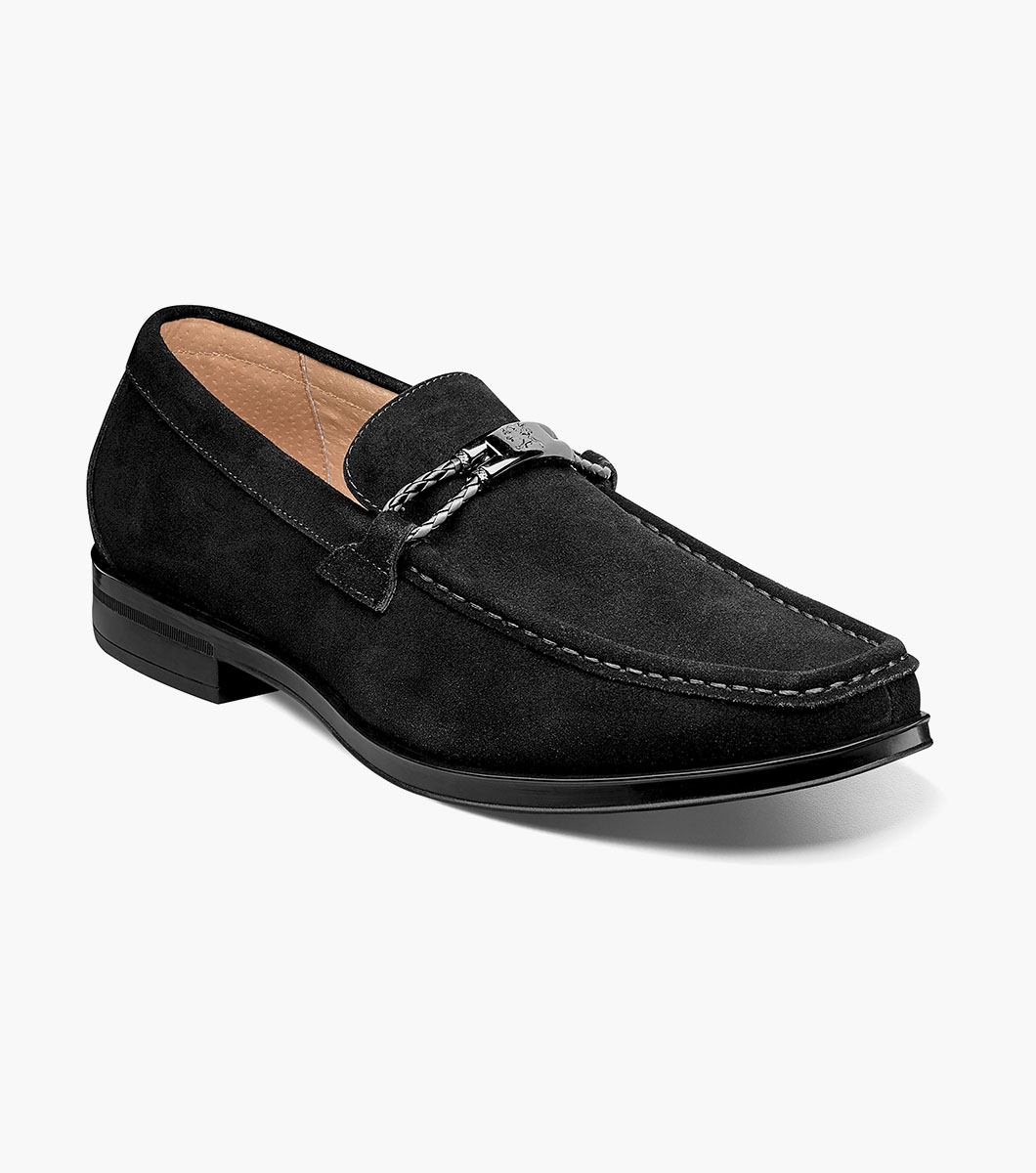 Stacy Adams Blake Mens Leather Moc-Toe Slip-On Dress Shoes, 9 Medium, Black