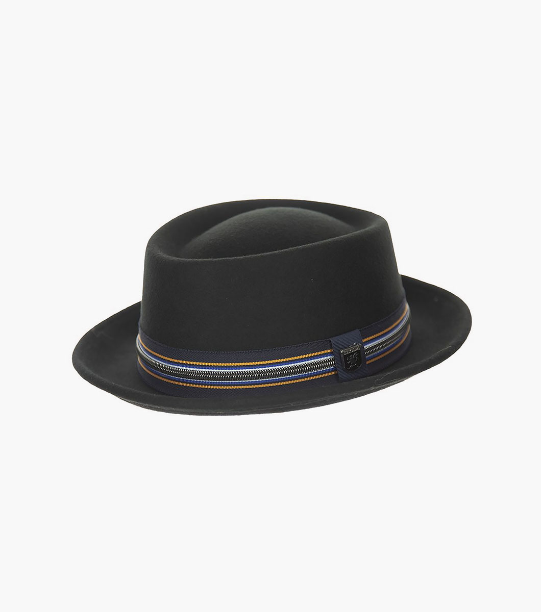 Porkie Porkpie Hat in Blue, Front View