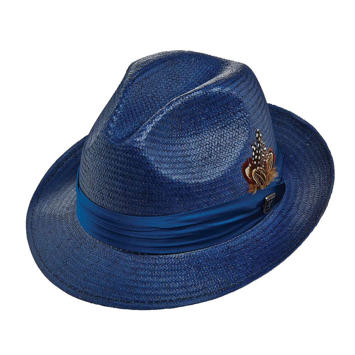 Men's Hats Men's Accessories Navy Woven Straw Pinch Front Hat