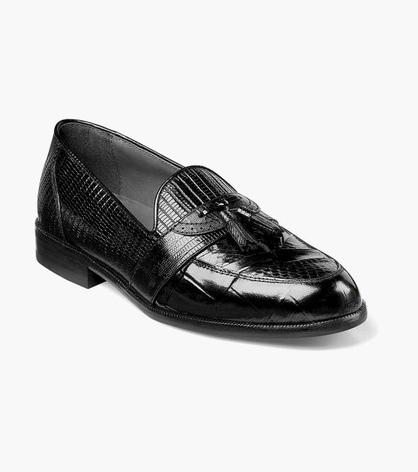 Men's Dress Shoes | Black Bike Toe Tassel Loafer | Stacy Adams Alberto