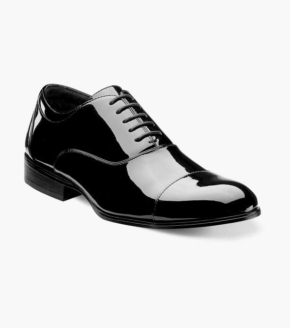 Stacy Adams Mens Shoes Raimondo Black Cap Toe Oxford Printed Leather 25115-001 