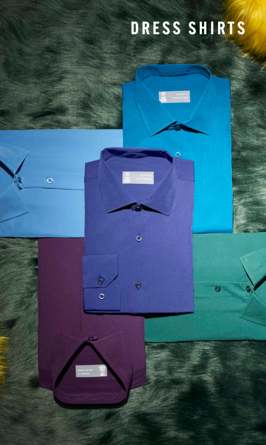 Dress Shirts category. Image features a variety of colors of Stacy Adams dress shirts. 