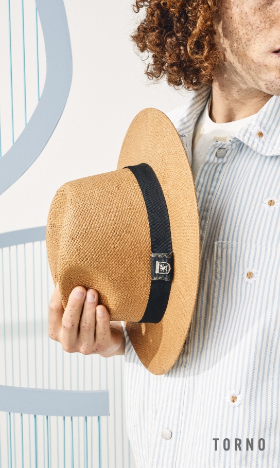 Men's Hats category. Image features the Torno Fedora in tan.
