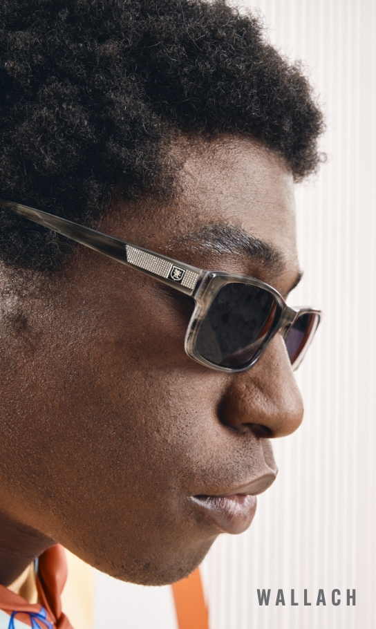 Men's Sunglasses category. Image features the Wallach sunglasses in grey.