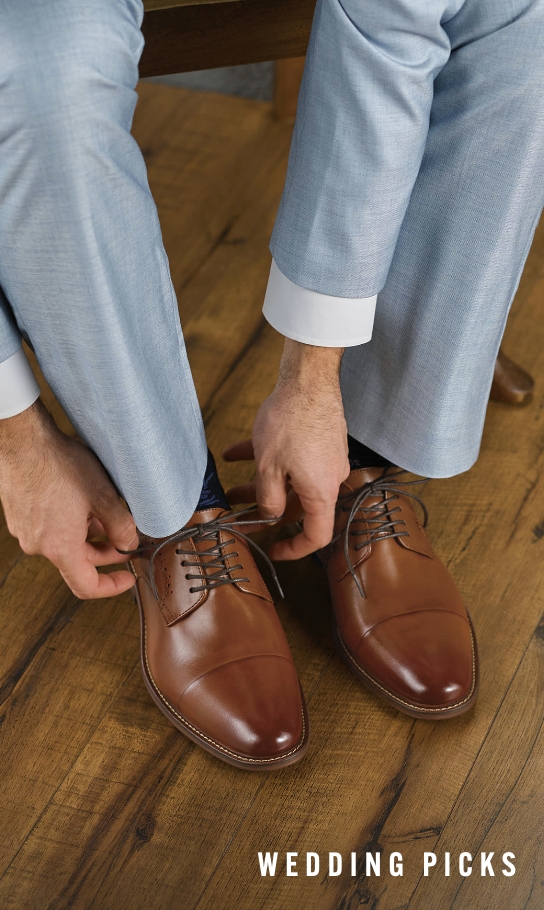 Wedding Picks Image features the Maddox Cap Toe Oxford in cognac.