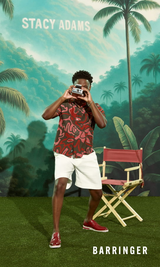 Men's Newest Shoes category. Image features the Barringer oxford in red.