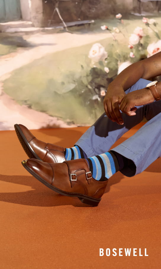  Image features the Boswell Monk Strap Oxford in cognac.
