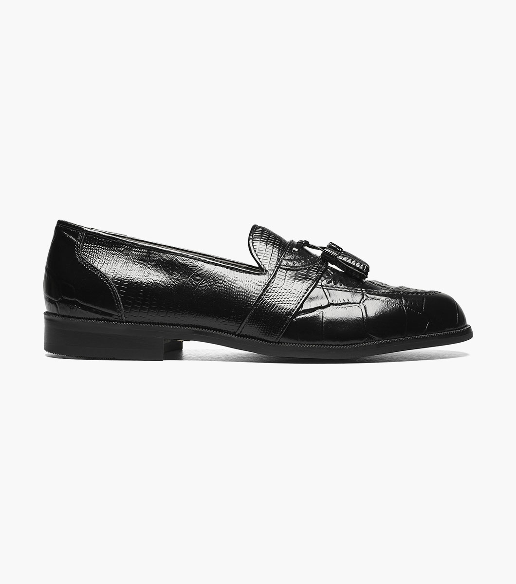 Men's Dress Shoes | Black Moc Toe Tassel Loafer | Stacy Adams Santana