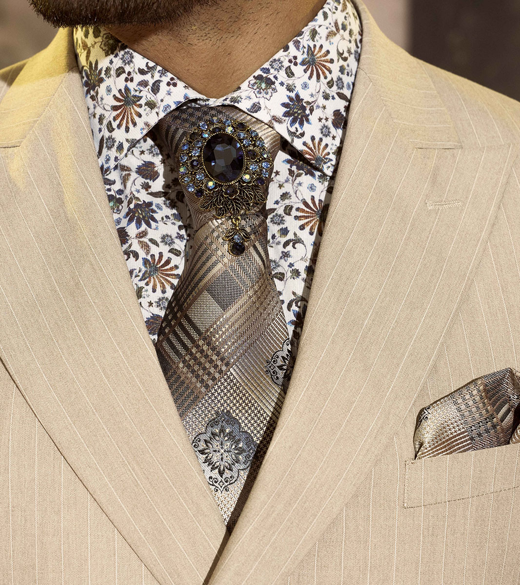 McVay Dress Shirt in White Multi Rotate View