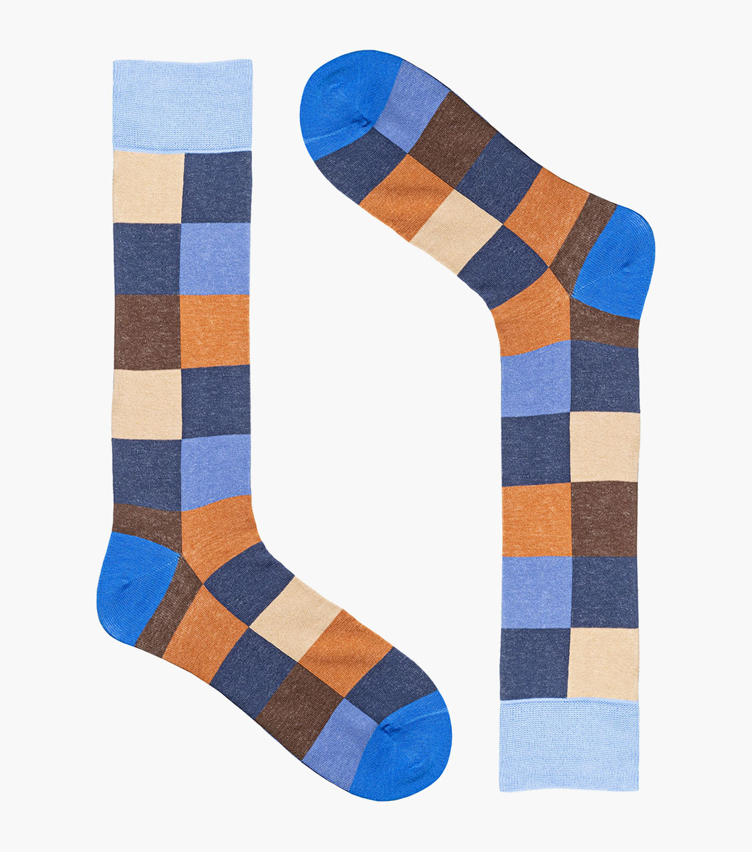 Oversized Checks in Brown and Navy Rotate View