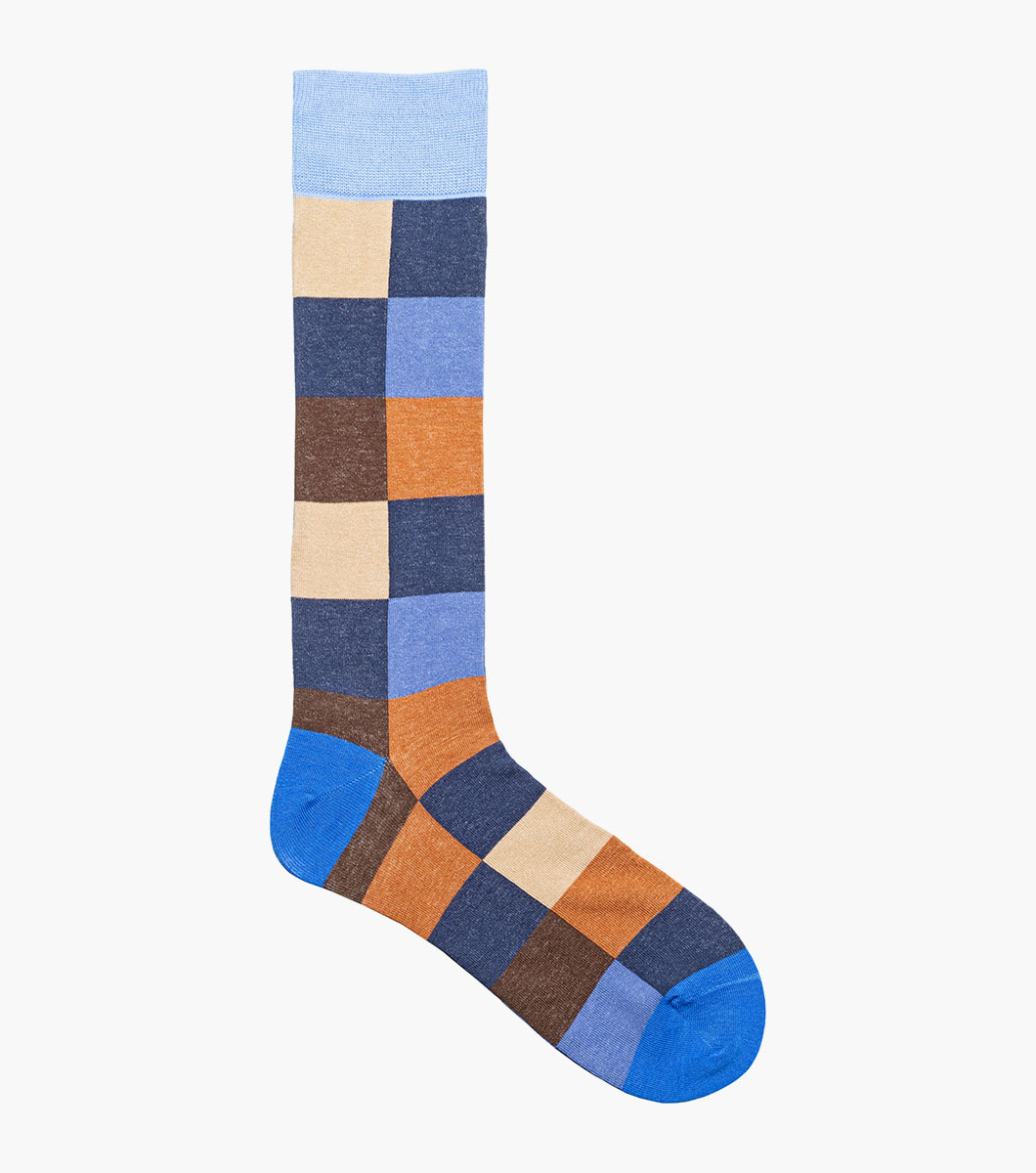 Oversized Checks in Brown and Navy Rotate View