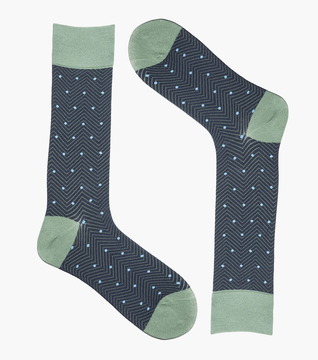 Chevron Dots in Navy/Green, View 2