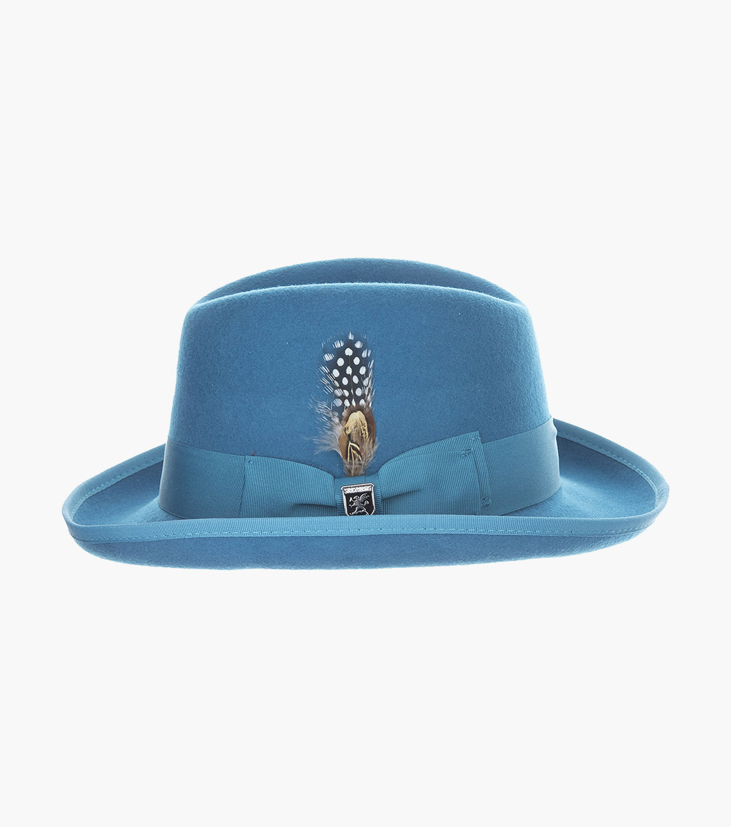 Elias Homburg Hat in Teal Rotate View