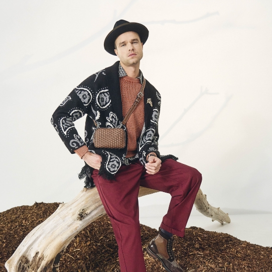 "What Is Business Casual? We're Here To Explain The New Rules." The featured image is a model sitting on a branch wearing the Oswyn Wingtip Lace Boot in Brown Multi.