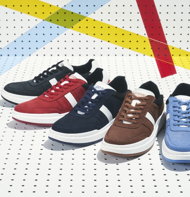 "Beyond Black and Brown, Other Shoe Colors to Match your Personality." The featured image is the Currier Moc Toe Lace Up Sneaker in Black, Red, Navy, Cognac, and French Blue.
