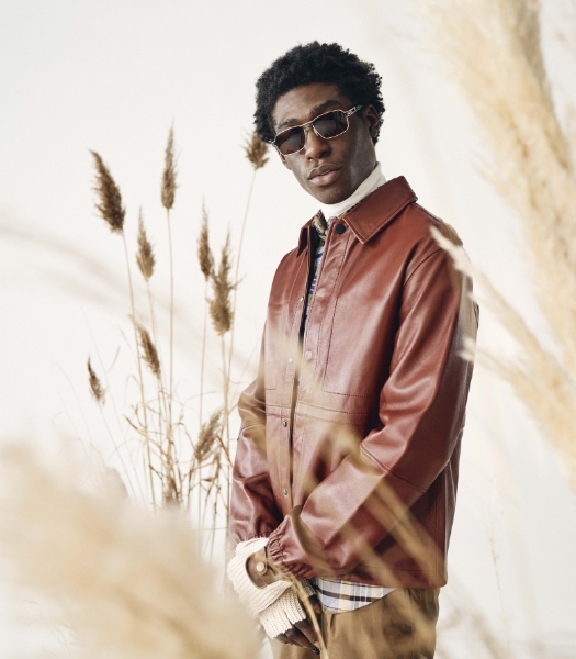 The featured image is a model wearing a formal jacket and sunglasses. 