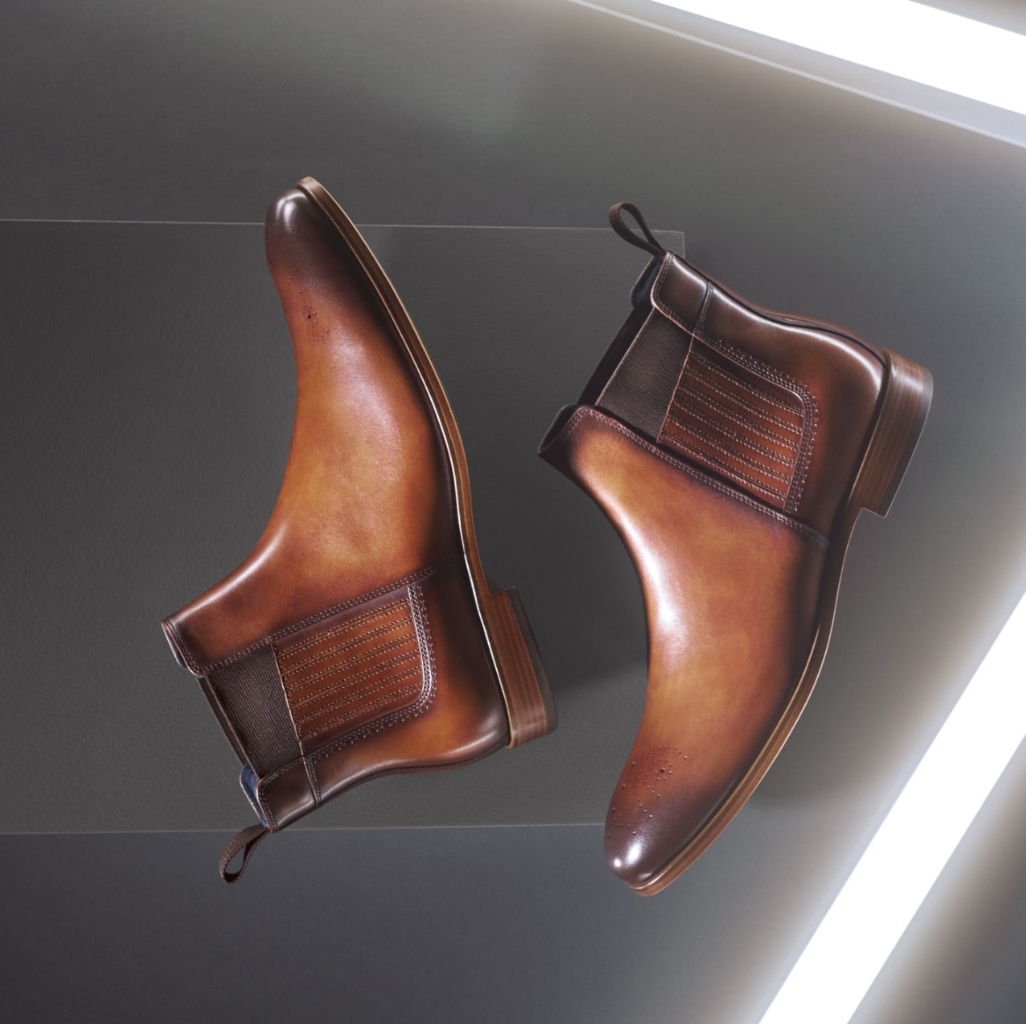 "The History Of Men’s Chelsea Boots." The featured product is the Joffrey Plain Toe Chelsea Boot in Cognac.