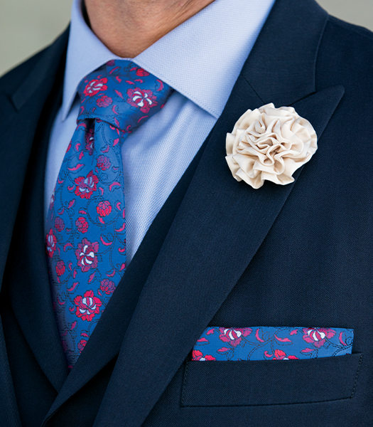 The featured image is a man wearing a formal suit and floral pattern tie.