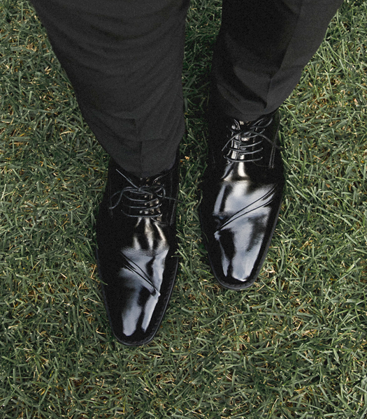 The featured shoe is the Talmadge Folded Vamp Oxford in Black.