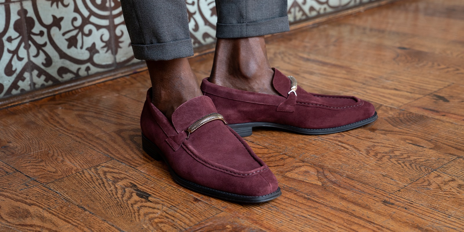 The featured product are Ox Blood Pasqual Moc Toe Bit Slip On.