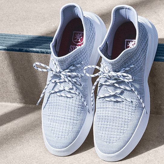 "Laces For Shoes: Step Up Your Style." The featured product is the Vortex Knit Lace Up Sneaker in White.