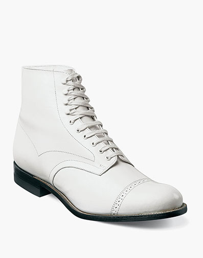 Madison Cap Toe Boot in White for $150.00