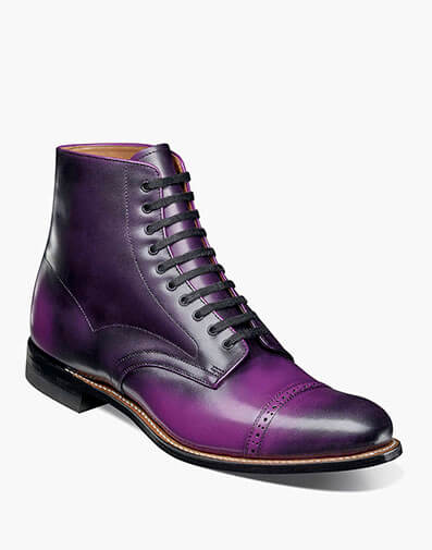 Madison Cap Toe Lace Up Boot Purple