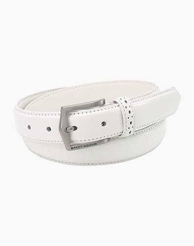 Pinseal Perf Strap Genuine Leather Belt in White for $35.00