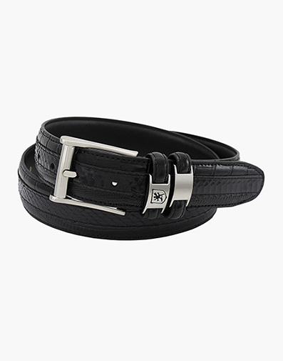 Maes XL Genuine Leather Embossed Belt in Black for $$34.90