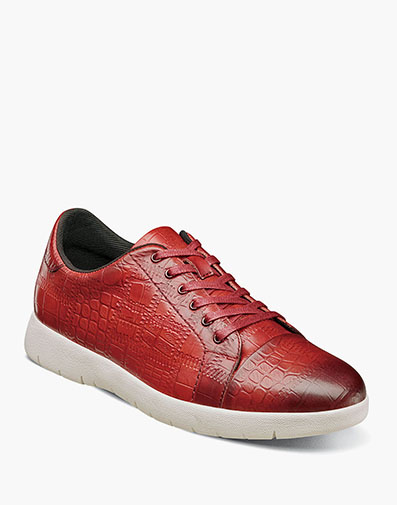 Halcyon Exotic Print Lace Up Sneaker in Cranberry.