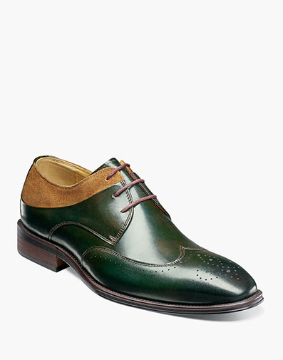 Hewlett Wingtip Oxford in Olive Multi for $79.90