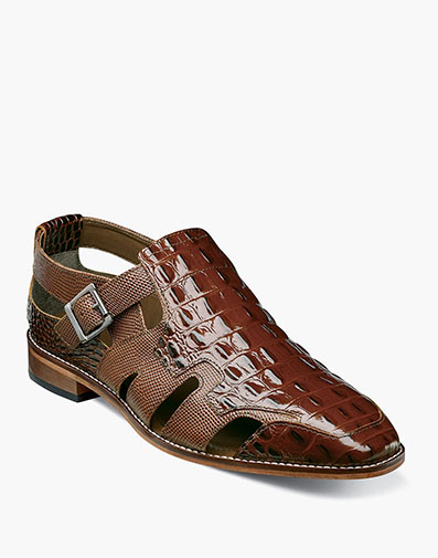 Calzada Leather Sole City Sandal in Cognac for $100.00