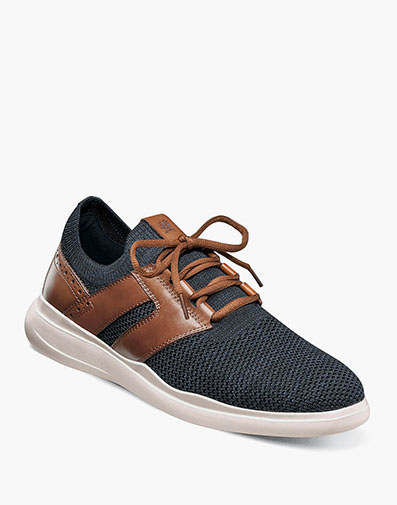 Moxley Knit Lace Up Sneaker in Cognac with Navy for $90.00