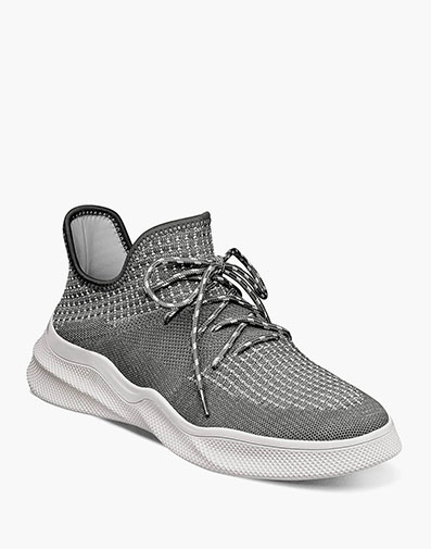 VORTEX  Knit Lace Up Sneaker in Gray.