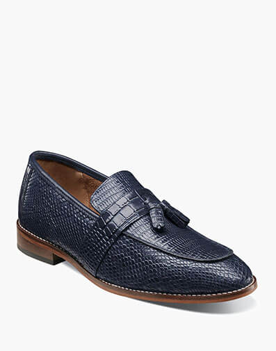 Pacetti Leather Sole Moc Toe Tassel Slip On in Blue for $100.00