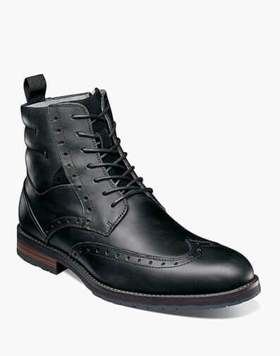 Ozzie Wingtip Lace Up Boot in Black Waxy for $69.90