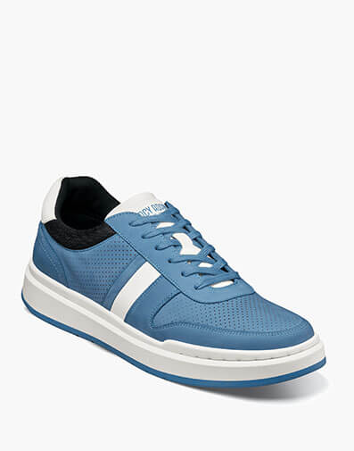 CURRIER Moc Toe Lace Up Sneaker in French Blue.
