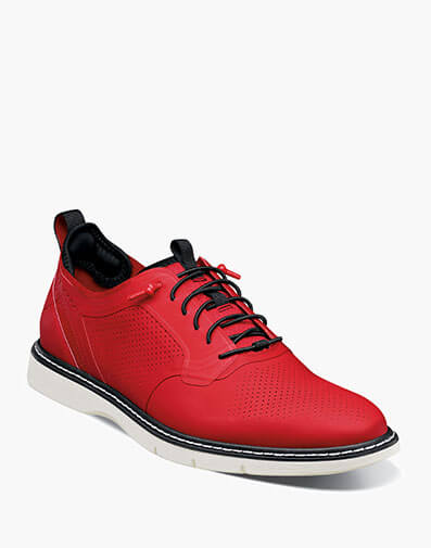 Synchro Plain Toe Elastic Lace Up in Red                        