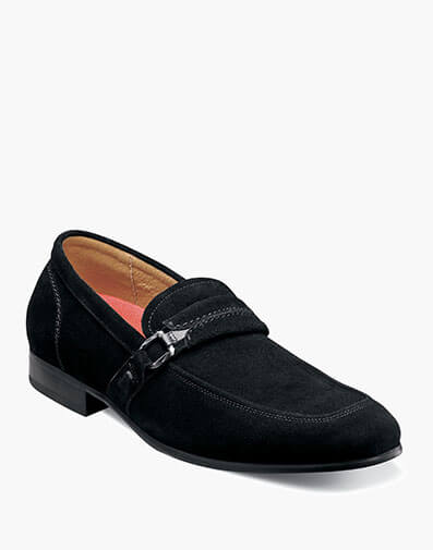 Quillan Moc Toe Ornament Slip On in Black Suede for $79.90