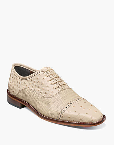 Rodano Leather Sole Cap Toe Oxford in Ivory for $100.00