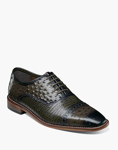 Rodano Leather Sole Cap Toe Oxford in Olive for $100.00