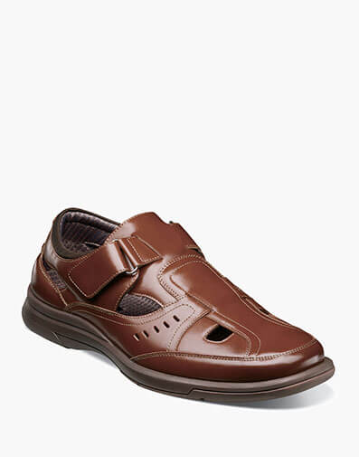 Scully Closed Toe Fisherman Sandal in Cognac Smooth for $49.90