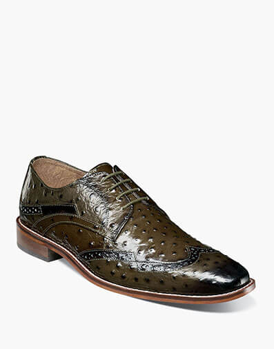 Gennaro Wingtip Oxford in Olive for $$105.00