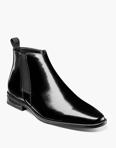 Knox Plain Toe Side Zip Boot in Black.