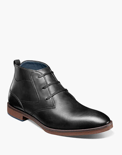 Kyron Plain Toe Chukka Boot in Black Smooth for $115.00