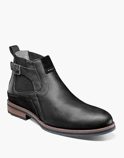 Oskar Plain Toe Chelsea Boot in Black Waxy for $125.00