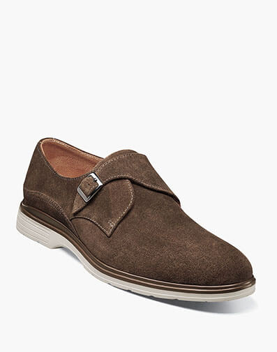 Taylen Plain Toe Monk Strap in Brown Suede for $$69.90