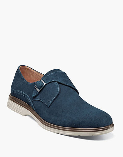 Taylen Plain Toe Monk Strap in Navy Suede for $105.00